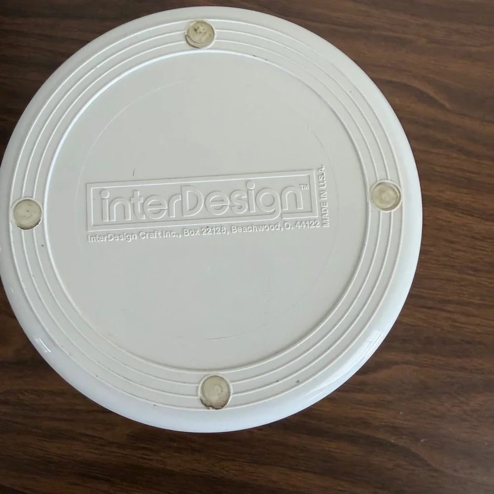 Vintage Interdesign Swivel Organizer White With Lid MCM Trinket Jewelry Case 70s